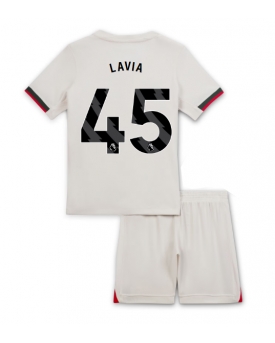 Billige Fotballdrakt Chelsea Romeo Lavia #45 Replika Bortedraktsett Barn 2025-26 Kortermet (med bukser)